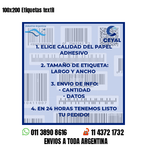 100×200 Etiquetas textil