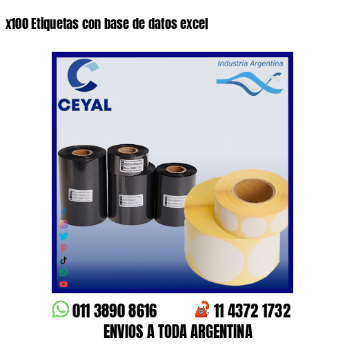 x100 Etiquetas con base de datos excel