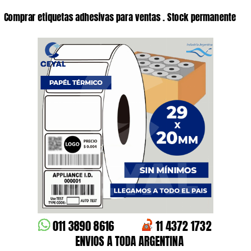 Comprar etiquetas adhesivas para ventas . Stock permanente