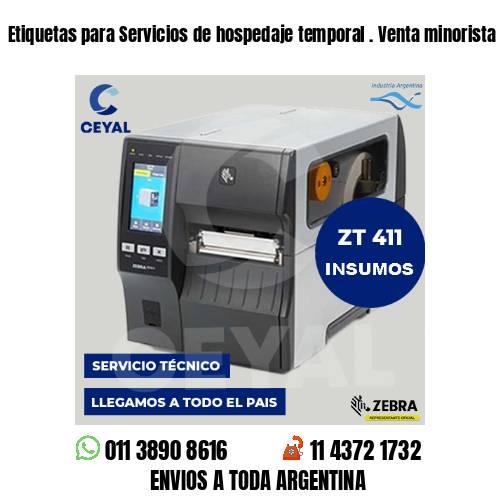 Etiquetas para Servicios de hospedaje temporal . Venta minorista