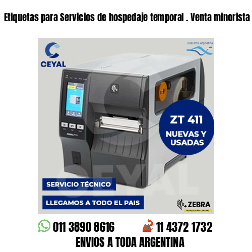 Etiquetas para Servicios de hospedaje temporal . Venta minorista