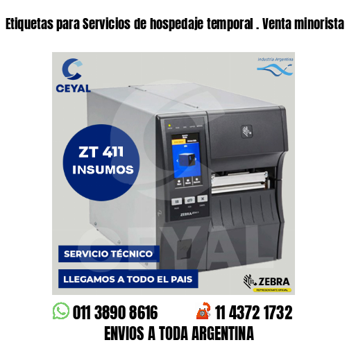 Etiquetas para Servicios de hospedaje temporal . Venta minorista