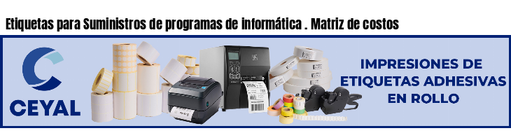 Etiquetas para Suministros de programas de informática . Matriz de costos