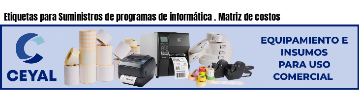 Etiquetas para Suministros de programas de informática . Matriz de costos