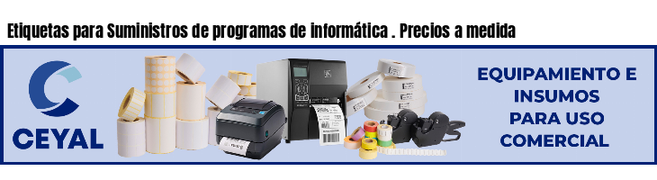 Etiquetas para Suministros de programas de informática . Precios a medida