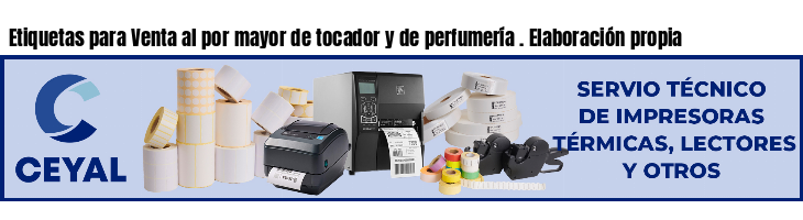 Etiquetas para Venta al por mayor de tocador y de perfumería . Elaboración propia