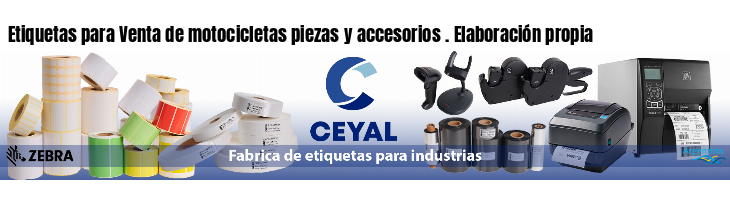 Etiquetas para Venta de motocicletas piezas y accesorios . Elaboración propia