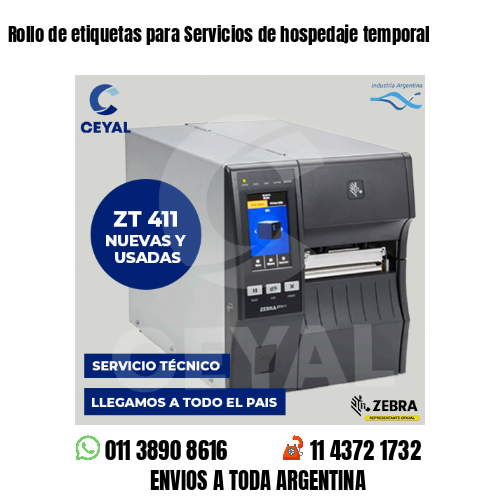 Rollo de etiquetas para Servicios de hospedaje temporal