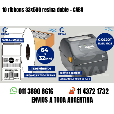 10 ribbons 33x500 resina doble - CABA