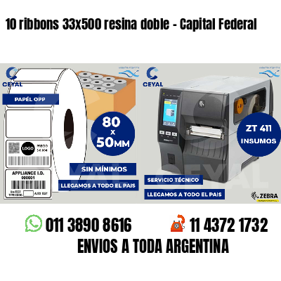 10 ribbons 33x500 resina doble - Capital Federal