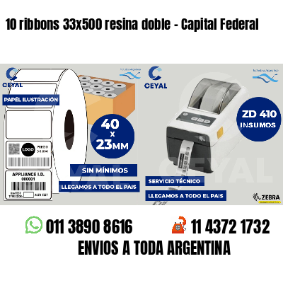 10 ribbons 33x500 resina doble - Capital Federal