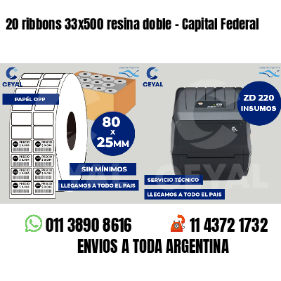 20 ribbons 33x500 resina doble - Capital Federal