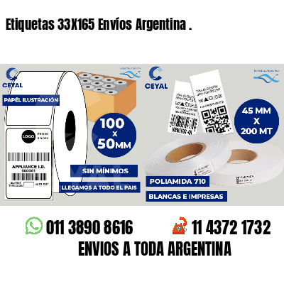 Etiquetas 33X165 Envíos Argentina .
