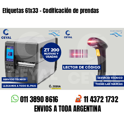 Etiquetas 61x33 - Codificación de prendas