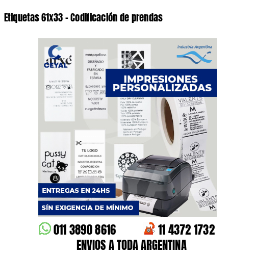 Etiquetas 61x33 - Codificación de prendas