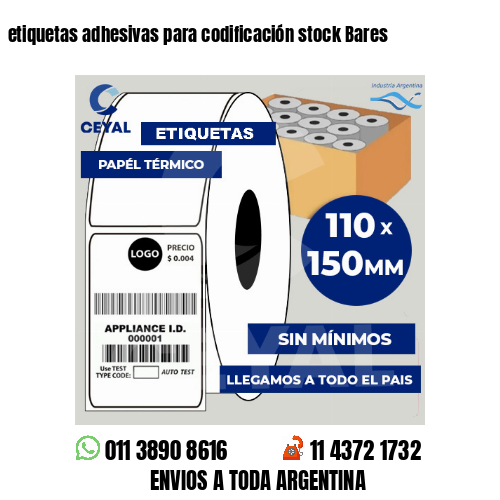 etiquetas adhesivas para codificación stock Bares