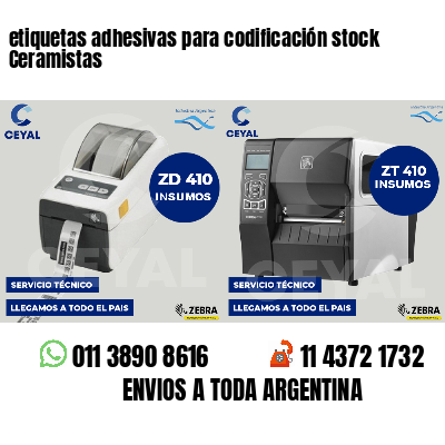 etiquetas adhesivas para codificación stock Ceramistas