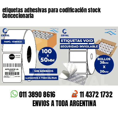etiquetas adhesivas para codificación stock Concecionaria