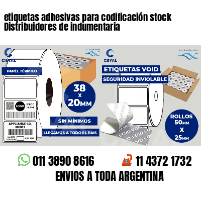 etiquetas adhesivas para codificación stock Distribuidores de indumentaria