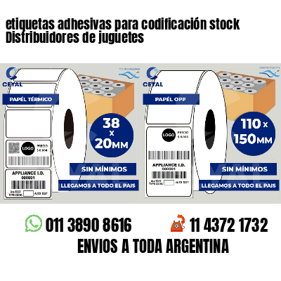 etiquetas adhesivas para codificación stock Distribuidores de juguetes