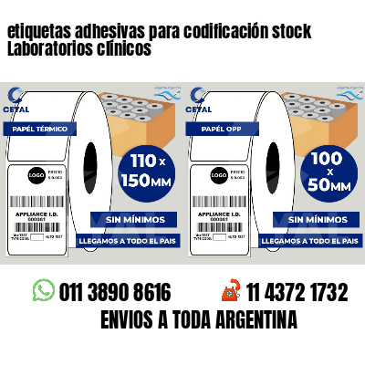 etiquetas adhesivas para codificación stock Laboratorios clínicos