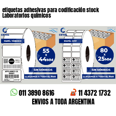 etiquetas adhesivas para codificación stock Laboratorios químicos
