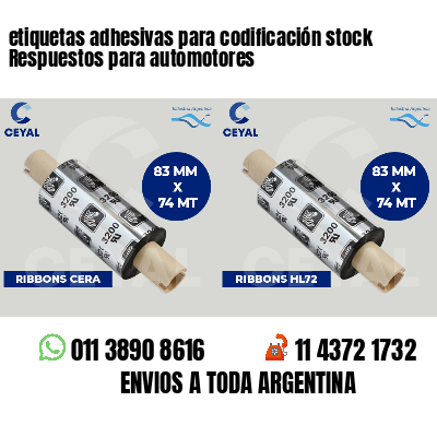 etiquetas adhesivas para codificación stock Respuestos para automotores