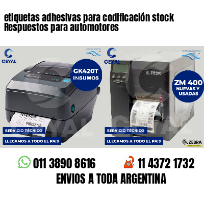 etiquetas adhesivas para codificación stock Respuestos para automotores