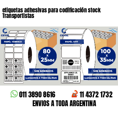 etiquetas adhesivas para codificación stock Transportistas