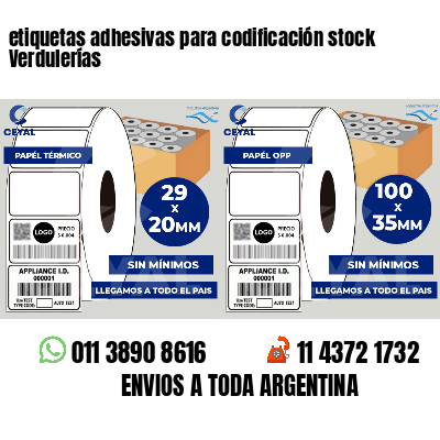 etiquetas adhesivas para codificación stock Verdulerías
