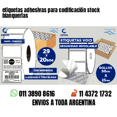etiquetas adhesivas para codificación stock blanquerías
