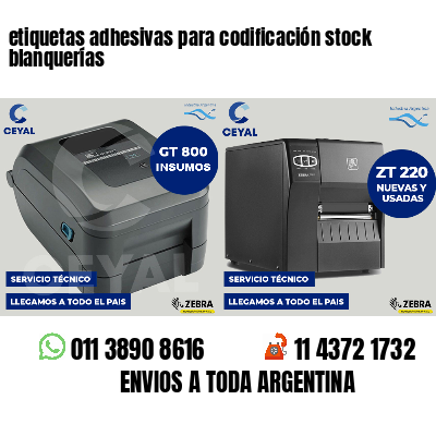 etiquetas adhesivas para codificación stock blanquerías