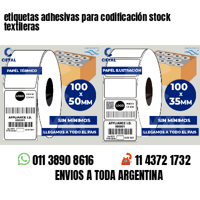 etiquetas adhesivas para codificación stock textileras