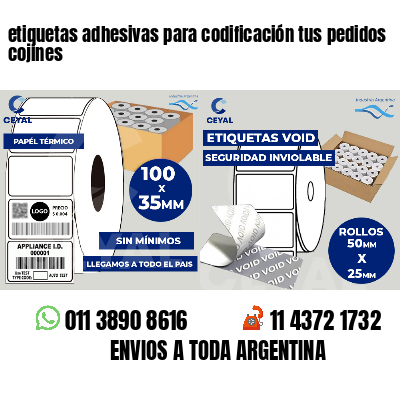 etiquetas adhesivas para codificación tus pedidos cojines