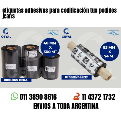 etiquetas adhesivas para codificación tus pedidos jeans