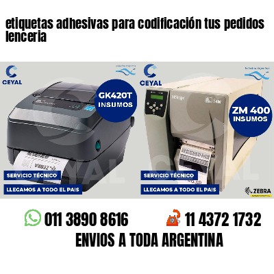 etiquetas adhesivas para codificación tus pedidos lenceria