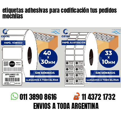 etiquetas adhesivas para codificación tus pedidos mochilas