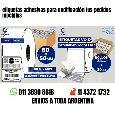 etiquetas adhesivas para codificación tus pedidos mochilas