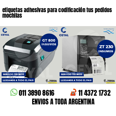 etiquetas adhesivas para codificación tus pedidos mochilas