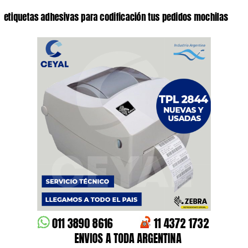 etiquetas adhesivas para codificación tus pedidos mochilas