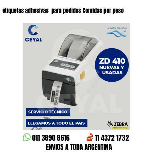 etiquetas adhesivas  para pedidos Comidas por peso