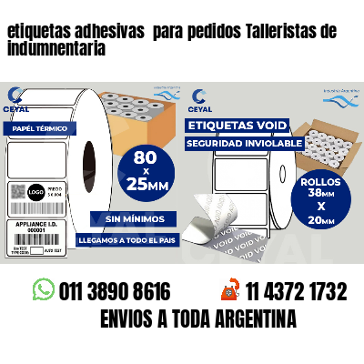 etiquetas adhesivas  para pedidos Talleristas de indumnentaria