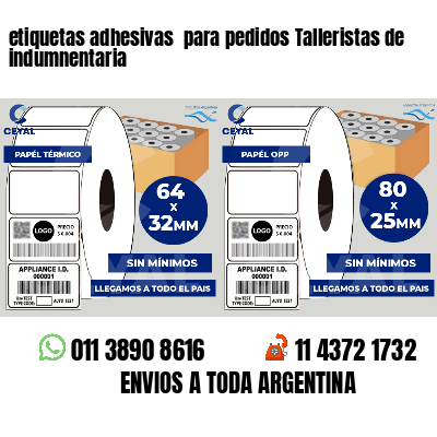 etiquetas adhesivas  para pedidos Talleristas de indumnentaria