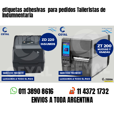etiquetas adhesivas  para pedidos Talleristas de indumnentaria