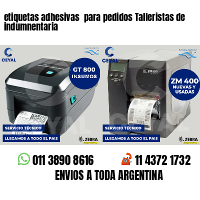 etiquetas adhesivas  para pedidos Talleristas de indumnentaria