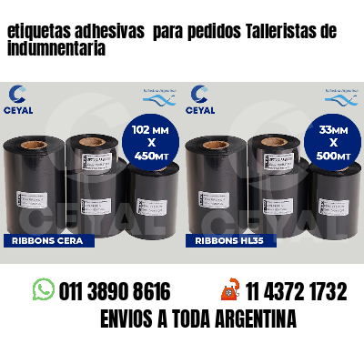 etiquetas adhesivas  para pedidos Talleristas de indumnentaria