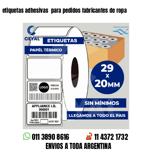 etiquetas adhesivas  para pedidos fabricantes de ropa