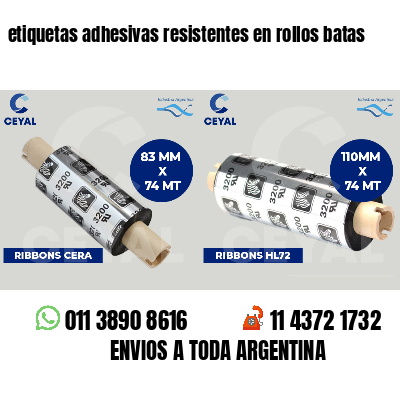 etiquetas adhesivas resistentes en rollos batas