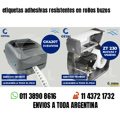 etiquetas adhesivas resistentes en rollos buzos