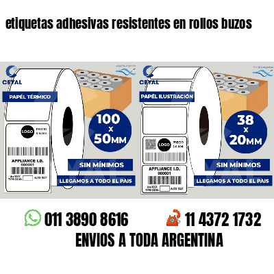 etiquetas adhesivas resistentes en rollos buzos